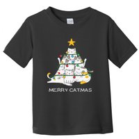 Merry Catmas Cat Christmas Tree Lights Funny Xmas Toddler T-Shirt