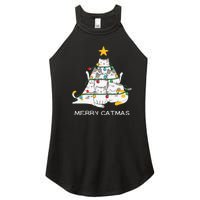 Merry Catmas Cat Christmas Tree Lights Funny Xmas Women's Perfect Tri Rocker Tank