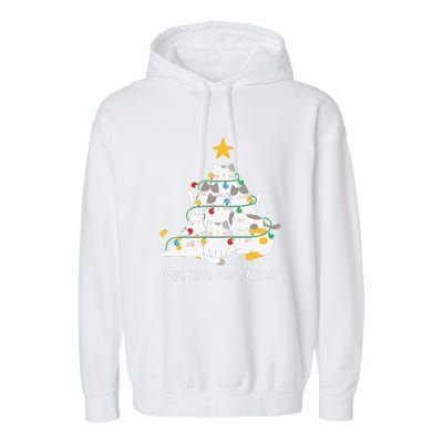 Merry Catmas Cat Christmas Tree Lights Funny Xmas Garment-Dyed Fleece Hoodie