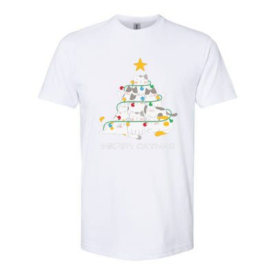 Merry Catmas Cat Christmas Tree Lights Funny Xmas Softstyle CVC T-Shirt