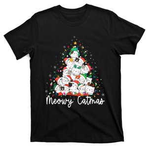 Meowy Catmas Cat Christmas Tree Xmas Funny Santa  T-Shirt