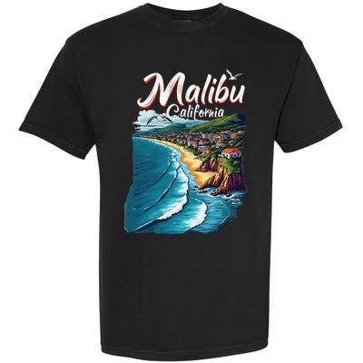 Malibu California Coastal Scenic Beach Garment-Dyed Heavyweight T-Shirt