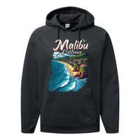 Malibu California Coastal Scenic Beach Performance Fleece Hoodie