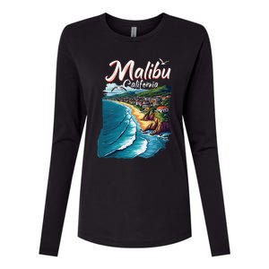 Malibu California Coastal Scenic Beach Womens Cotton Relaxed Long Sleeve T-Shirt