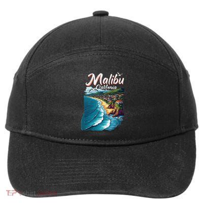 Malibu California Coastal Scenic Beach 7-Panel Snapback Hat