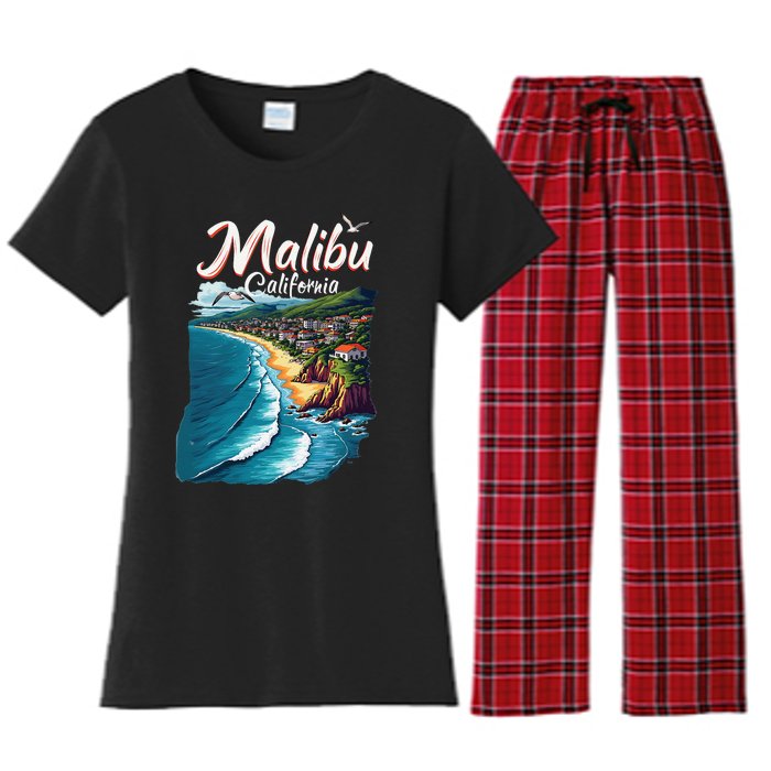 Malibu California Coastal Scenic Beach Women's Flannel Pajama Set