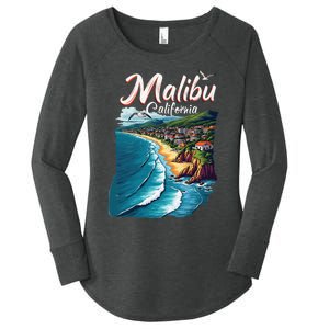 Malibu California Coastal Scenic Beach Women's Perfect Tri Tunic Long Sleeve Shirt