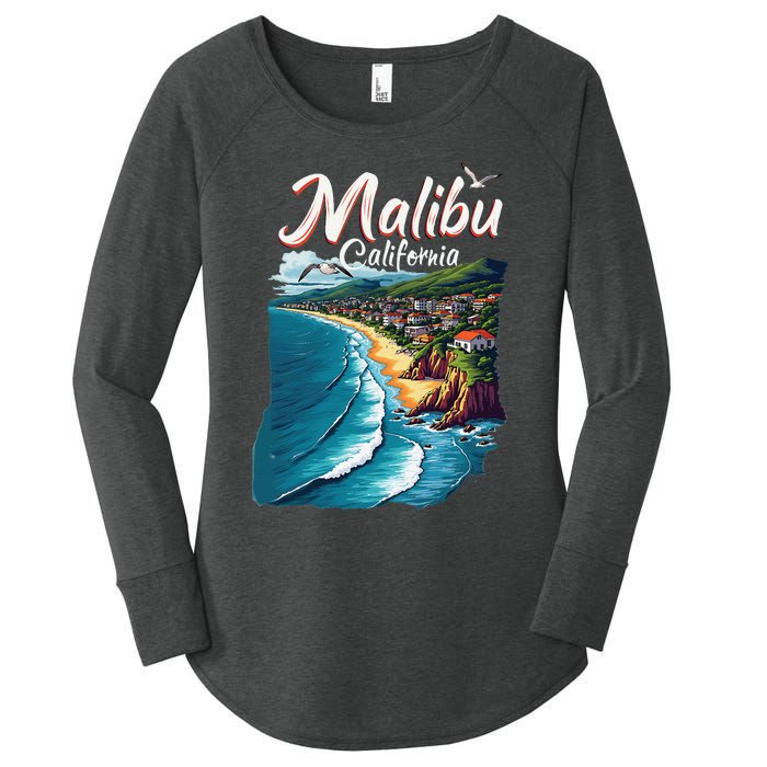 Malibu California Coastal Scenic Beach Women's Perfect Tri Tunic Long Sleeve Shirt