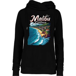 Malibu California Coastal Scenic Beach Womens Funnel Neck Pullover Hood