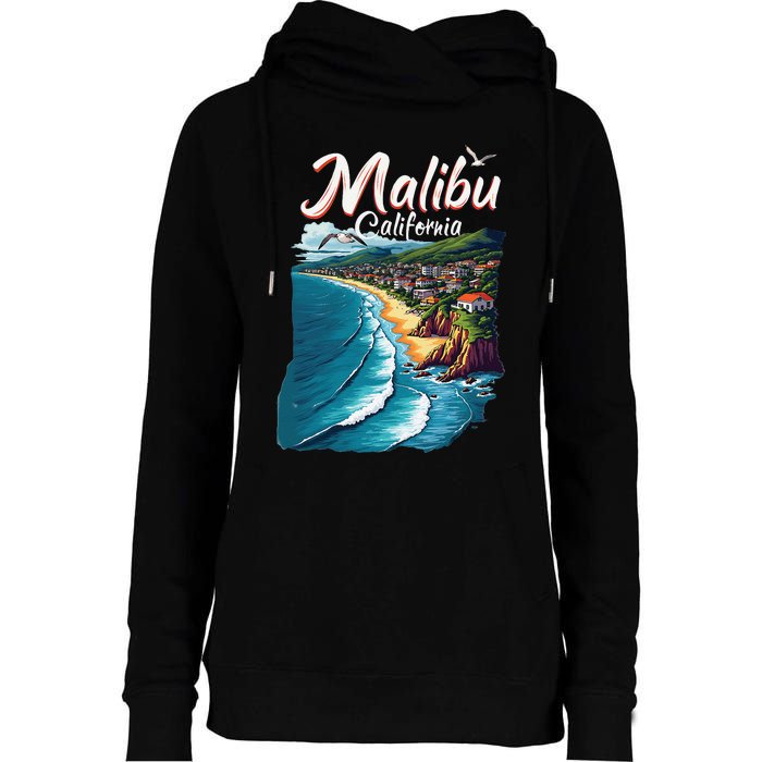 Malibu California Coastal Scenic Beach Womens Funnel Neck Pullover Hood