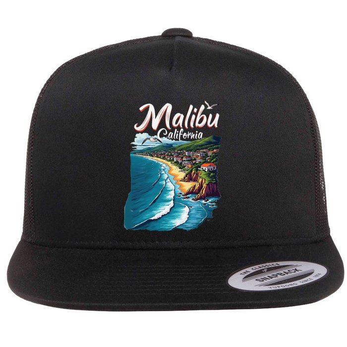 Malibu California Coastal Scenic Beach Flatbill Hat