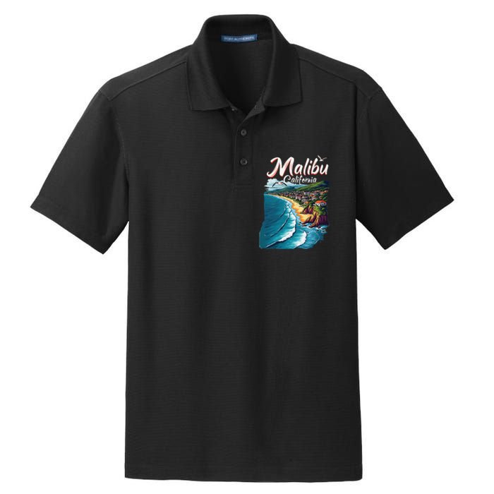 Malibu California Coastal Scenic Beach Dry Zone Grid Polo