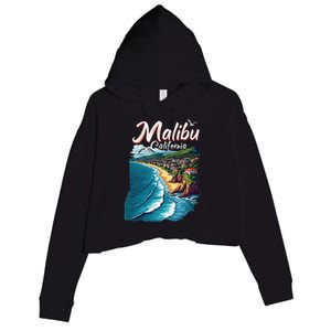 Malibu California Coastal Scenic Beach Crop Fleece Hoodie