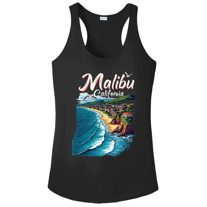 Malibu California Coastal Scenic Beach Ladies PosiCharge Competitor Racerback Tank