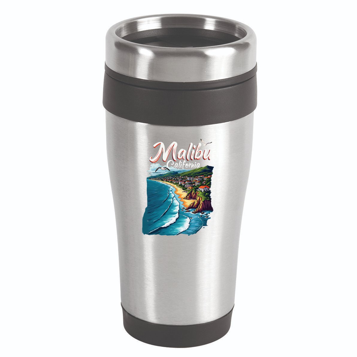 Malibu California Coastal Scenic Beach 16oz Travel Tumbler