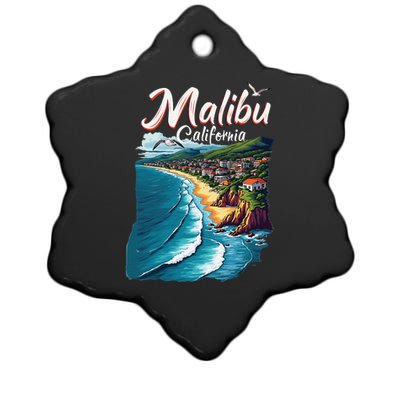 Malibu California Coastal Scenic Beach Ceramic Star Ornament