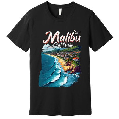 Malibu California Coastal Scenic Beach Premium T-Shirt