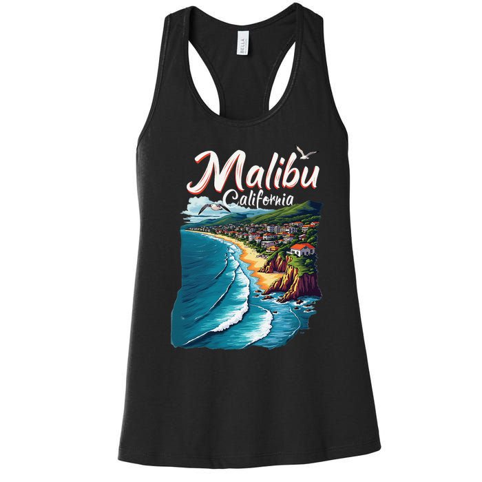 Malibu California Coastal Scenic Beach Women's Racerback Tank