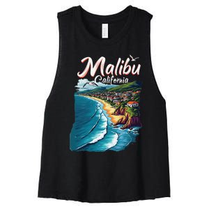 Malibu California Coastal Scenic Beach Women's Racerback Cropped Tank