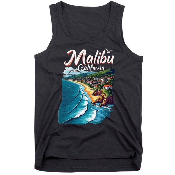 Malibu California Coastal Scenic Beach Tank Top