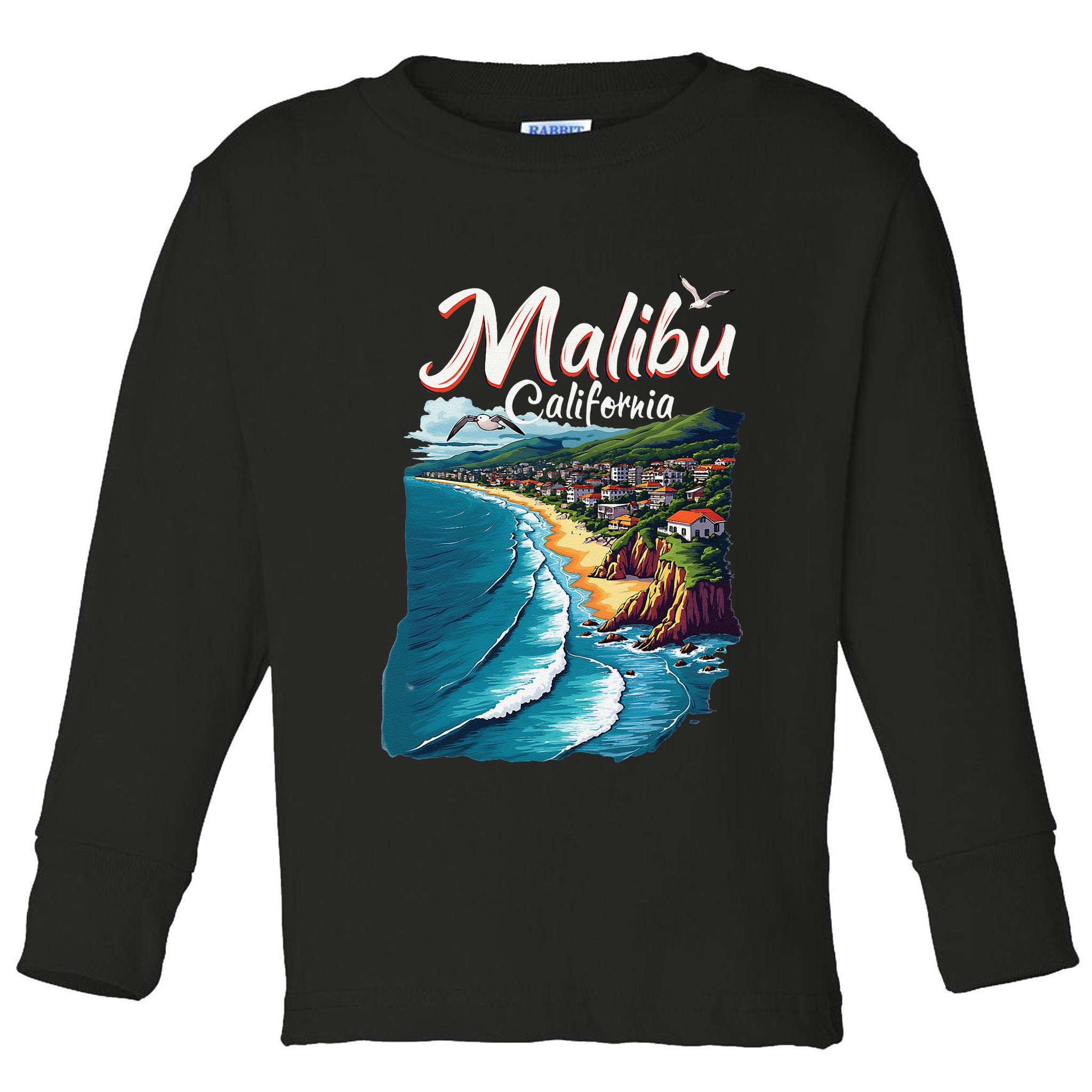 Malibu California Coastal Scenic Beach Toddler Long Sleeve Shirt