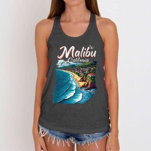 Malibu California Coastal Scenic Beach Women's Knotted Racerback Tank