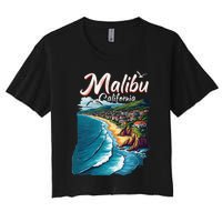 Malibu California Coastal Scenic Beach Women's Crop Top Tee