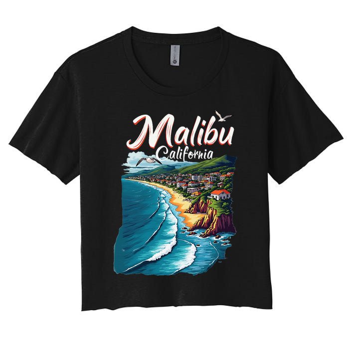 Malibu California Coastal Scenic Beach Women's Crop Top Tee