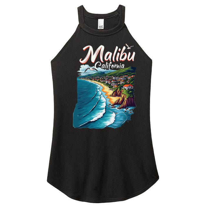 Malibu California Coastal Scenic Beach Women's Perfect Tri Rocker Tank