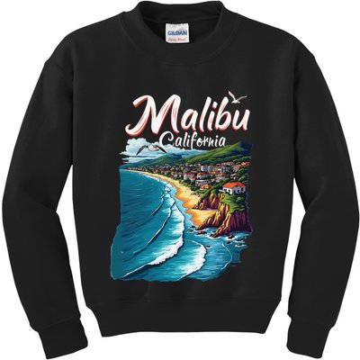 Malibu California Coastal Scenic Beach Kids Sweatshirt