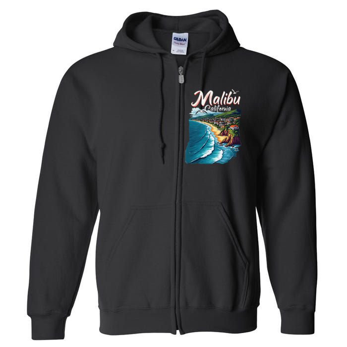 Malibu California Coastal Scenic Beach Full Zip Hoodie