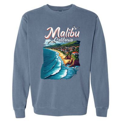 Malibu California Coastal Scenic Beach Garment-Dyed Sweatshirt