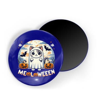 Meolloween: Cute Cat In Ghost Costume Halloween Design Gift Magnet