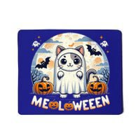 Meolloween: Cute Cat In Ghost Costume Halloween Design Gift Mousepad