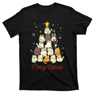 Merry Catmas Cat Christmas Tree Cat Lover T-Shirt