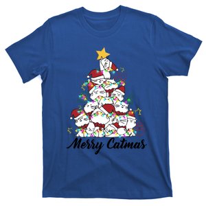 Merry Catmas Cat Christmas Tree Cat Hat Santa Claus Funny Gift T-Shirt