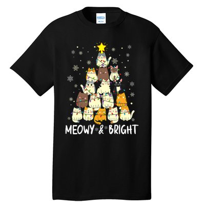 Meowy Catmas Cat Christmas Tree Xmas Funny Santa Tall T-Shirt