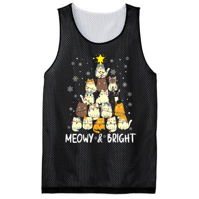 Meowy Catmas Cat Christmas Tree Xmas Funny Santa Mesh Reversible Basketball Jersey Tank