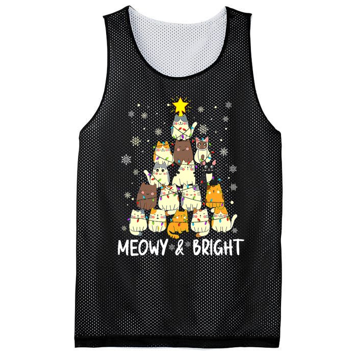 Meowy Catmas Cat Christmas Tree Xmas Funny Santa Mesh Reversible Basketball Jersey Tank