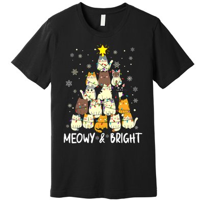 Meowy Catmas Cat Christmas Tree Xmas Funny Santa Premium T-Shirt