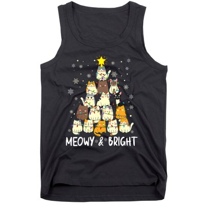 Meowy Catmas Cat Christmas Tree Xmas Funny Santa Tank Top