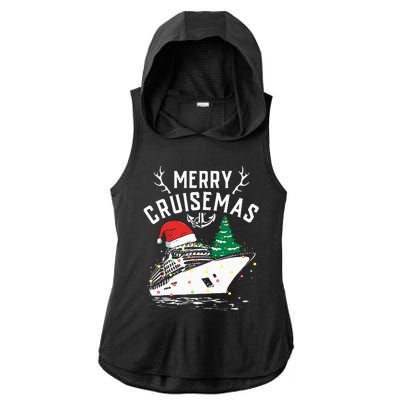 Merry Cruisemas Cruise Ship Family Christmas Funny Ladies PosiCharge Tri-Blend Wicking Draft Hoodie Tank