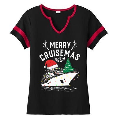 Merry Cruisemas Cruise Ship Family Christmas Funny Ladies Halftime Notch Neck Tee