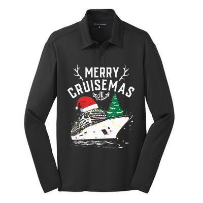 Merry Cruisemas Cruise Ship Family Christmas Funny Silk Touch Performance Long Sleeve Polo