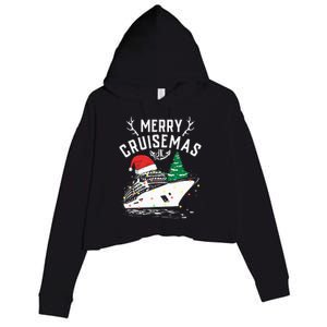 Merry Cruisemas Cruise Ship Family Christmas Funny Crop Fleece Hoodie