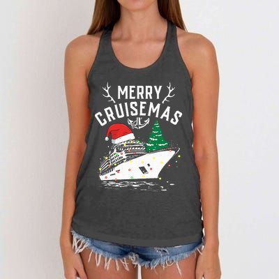 Merry Cruisemas Cruise Ship Family Christmas Funny Women's Knotted Racerback Tank