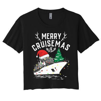 Merry Cruisemas Cruise Ship Family Christmas Funny Women's Crop Top Tee