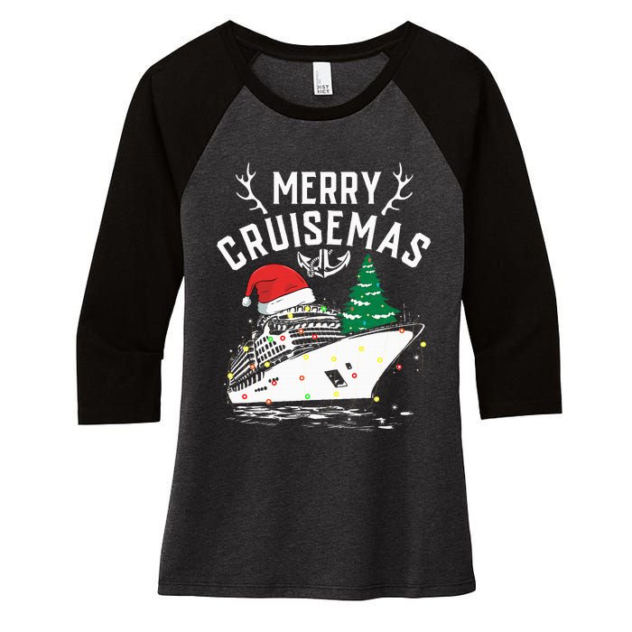 Merry Cruisemas Cruise Ship Family Christmas Funny Women's Tri-Blend 3/4-Sleeve Raglan Shirt