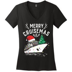 Merry Cruisemas Cruise Ship Family Christmas Funny Women's V-Neck T-Shirt