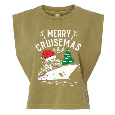 Merry Cruisemas Cruise Ship Family Christmas Funny Garment-Dyed Women's Muscle Tee